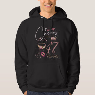 Cheers to 47 Years Old 47th Birthday Party Woman Q Hoodie