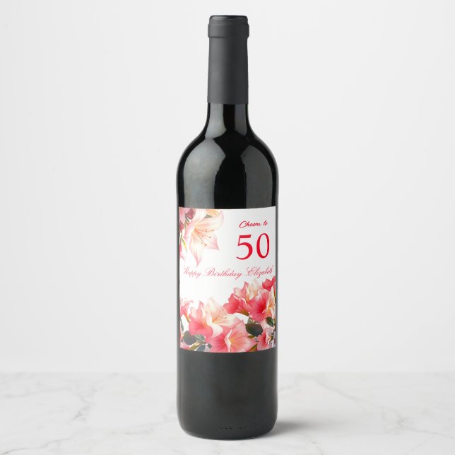Cheers to 50 add your name wine label (Front)