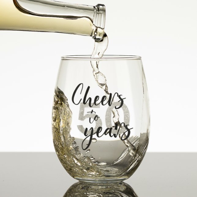 Cheers to 50 Fifty Years  Stemless Wine Glass (Creator Uploaded)
