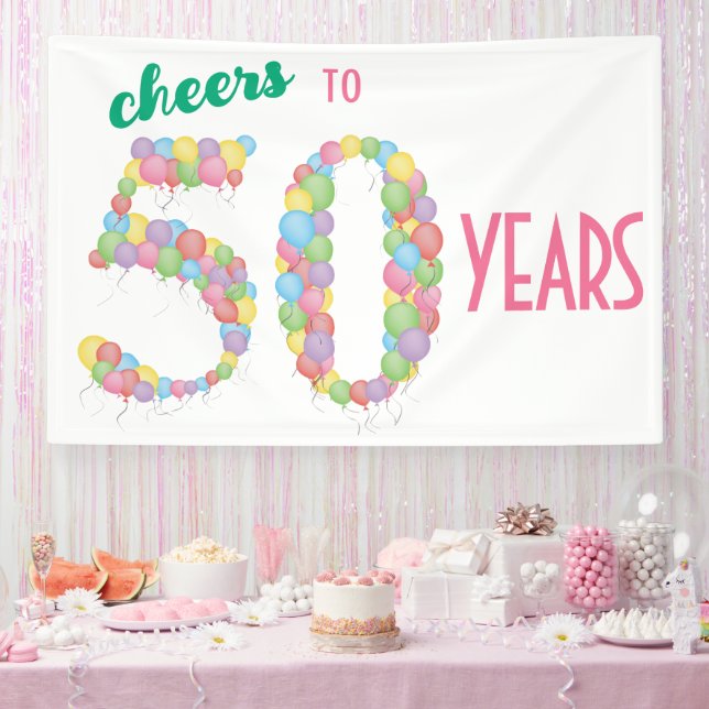 Cheers to 50 Years 50th Birthday Anniversary Banner (Party)