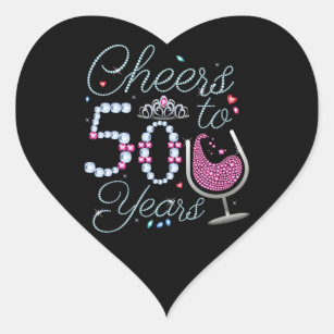 Cheers To 50 Years 50th Birthday Party Heart Stick Heart Sticker