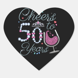 Cheers To 50 Years 50th Birthday Party Heart Stick Sticker