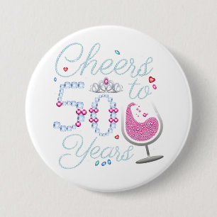 Cheers To 50 Years 50th Birthday Party Round 7.5 Cm Round Badge
