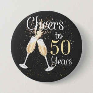 Cheers To 50 Years 50th Birthday Party Round Butto 7.5 Cm Round Badge