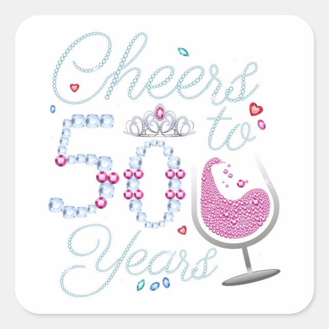 Cheers To 50 Years 50th Birthday Party Square Sticker (Front)