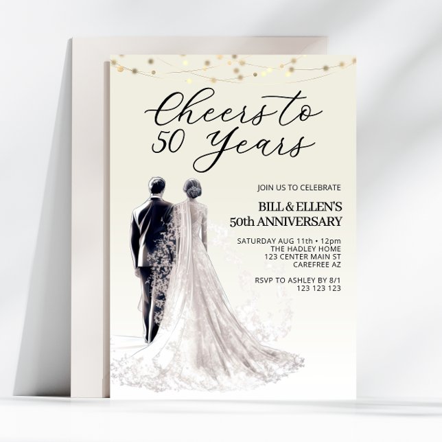 Cheers to 50 Years 50th Wedding Anniversary Invitation (Creator Uploaded)