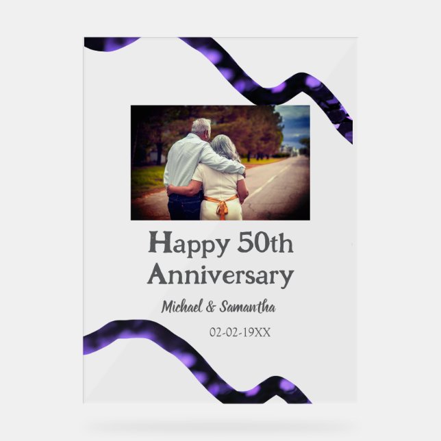 cheers to 50 years anniversary add name photo date acrylic sign (Front)