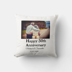 cheers to 50 years anniversary add name photo date cushion