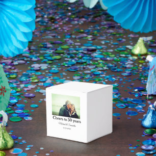 cheers to 50 years anniversary add name photo date favour box