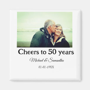 cheers to 50 years anniversary add name photo date magnet