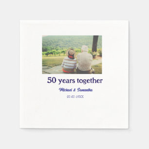 cheers to 50 years anniversary add name photo date napkin