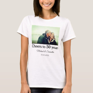 cheers to 50 years anniversary add name photo date T-Shirt