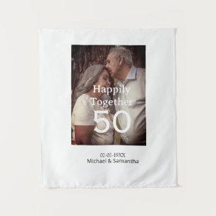 cheers to 50 years anniversary add name photo date tapestry