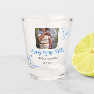 cheers to 50 years anniversary blue leaf photo nam shot glass