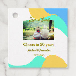cheers to 50 years anniversary love is Sweet retro Favour Tags