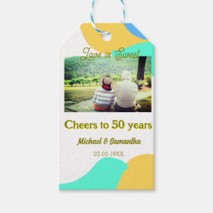 cheers to 50 years anniversary love is Sweet retro Gift Tags