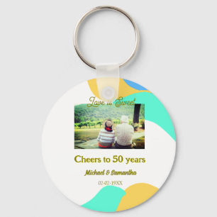 cheers to 50 years anniversary love is Sweet retro Key Ring