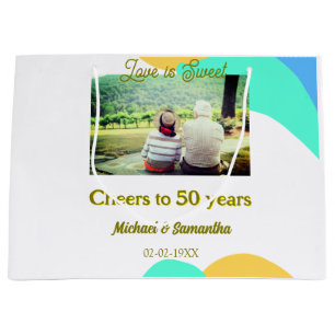cheers to 50 years anniversary love is Sweet retro Large Gift Bag