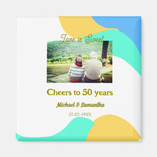 cheers to 50 years anniversary love is Sweet retro Magnet