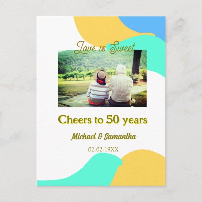 cheers to 50 years anniversary love is Sweet retro Postcard (Front)