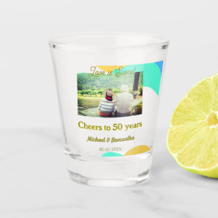 cheers to 50 years anniversary love is Sweet retro Shot Glass