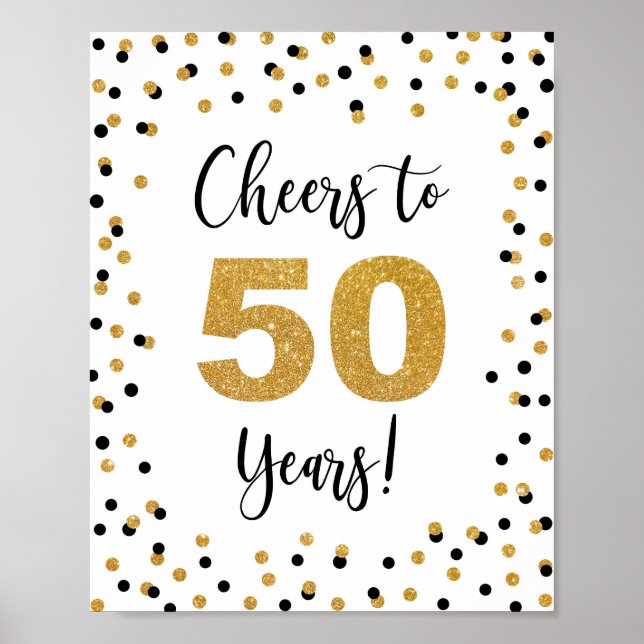 Cheers to 50 Years Anniversary or Birthday Sign (Front)