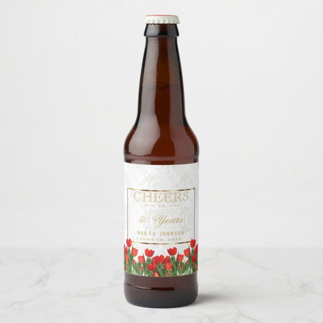 Cheers to 50 Years - Any Birthday Beer Bottle Label (Front)