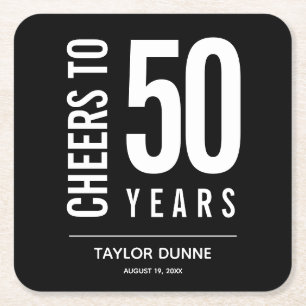Cheers to 50 Years Birthday Celebration Square Paper Coaster