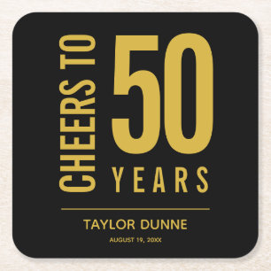 Cheers to 50 Years Birthday Celebration Square Paper Coaster