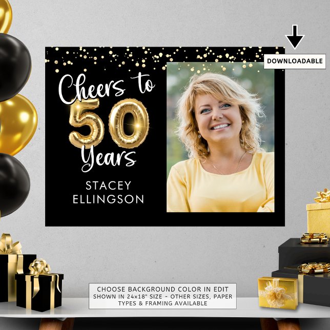 Cheers to 50 Years Birthday Photo Welcome Sign (Creator Uploaded)