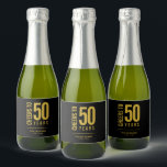 Cheers to 50 Years Black and Gold Sparkling Wine Label<br><div class="desc">Personalised mini sparkling wine bottle labels feature the birthday year,  honoree's name and party date in gold on a black background,  or any colour you choose. Ideal for any birthday year celebration,  retirement party,  anniversary celebration,  party favour or for any occasion. MORE colours and MATCHING items in our collection.</div>