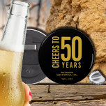 Cheers to 50 Years Business Anniversary Bottle Opener<br><div class="desc">Button bottle opener is personalised with your business name,  years in business,  year started and today's year. Ideal for any business anniversary celebration or as a party gift. MORE items in our store.</div>
