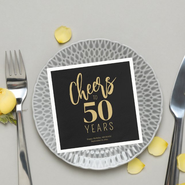Cheers to 50 years custom birthday party napkin (Creator Uploaded)