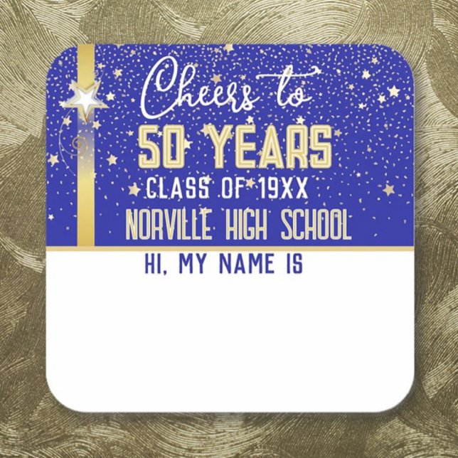 CHEERS to 50 Years! CUSTOM Class Reunion banner Square Sticker (Creator Uploaded)