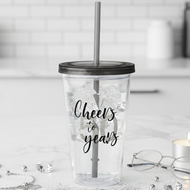 Cheers to 50 Years Glitter Gift  party Acrylic Tumbler (Creator Uploaded)