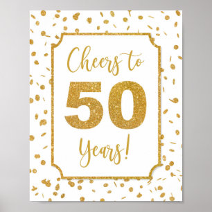 Cheers to 50 Years Gold Confetti Party Sign