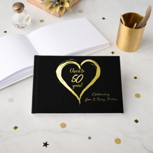 Cheers to 50 Years Gold Foil and Black Guest Book