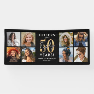 Cheers to 50 Years Gold Photo Birthday Banner