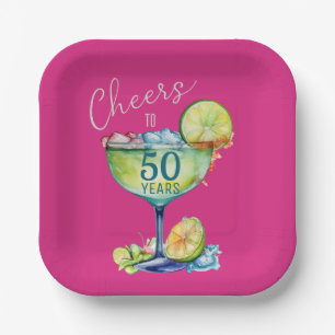 Cheers to 50 Years Milestone Birthday  Paper Plate