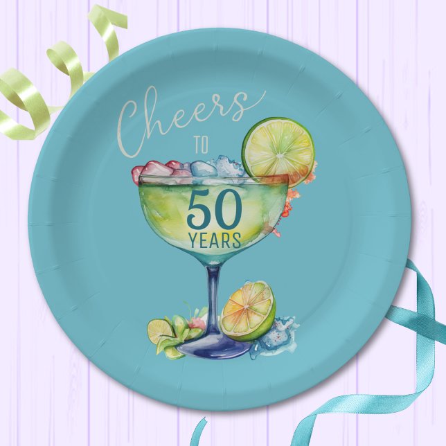 Cheers to 50 Years Milestone Birthday  Paper Plate (Creator Uploaded)