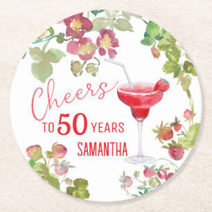 Cheers to 50 Years Milestone Birthday Round Paper Coaster