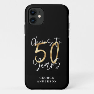 cheers to 50 years modern black and gold Case-Mate iPhone case
