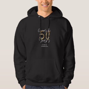 cheers to 50 years modern black and gold hoodie