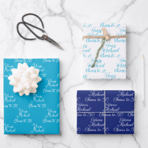 Cheers to 50 Years Navy Marine Blue 50th Wrapping Paper Sheet