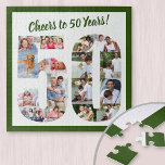 Cheers to 50 Years Number 50 Photo Collage Square<br><div class="desc">Say Cheers to 50 Years with a custom photo puzzle for a unique 50th birthday gift. The photo template is set up for you to add your photos which will be displayed in the shape of a number 50. The photo collage has a variety of landscape, square and portrait photos,...</div>
