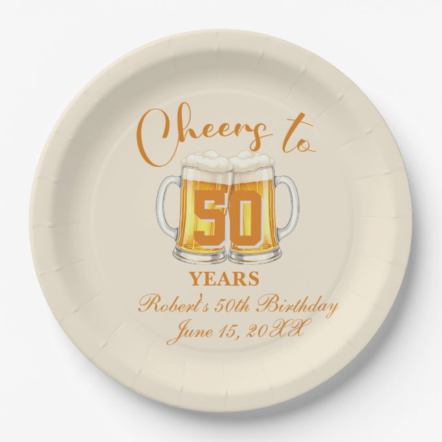 Cheers to 50 Years  Paper Plate (Front)