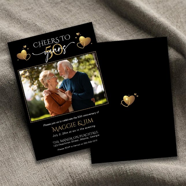 Cheers to 50 Years Photo Wedding Anniversary  Invitation (Creator Uploaded)