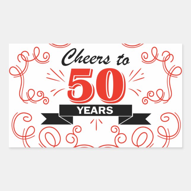 Cheers to 50 years rectangular sticker (Front)