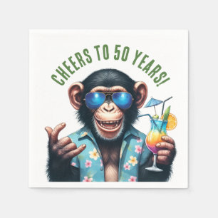 Cheers to 50 Years Summer Monkey 50th Birthday Napkin