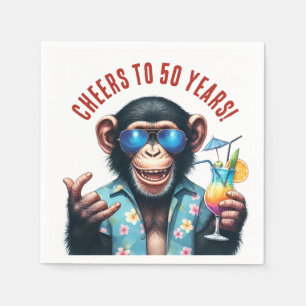Cheers to 50 Years Summer Monkey 50th Birthday Napkin